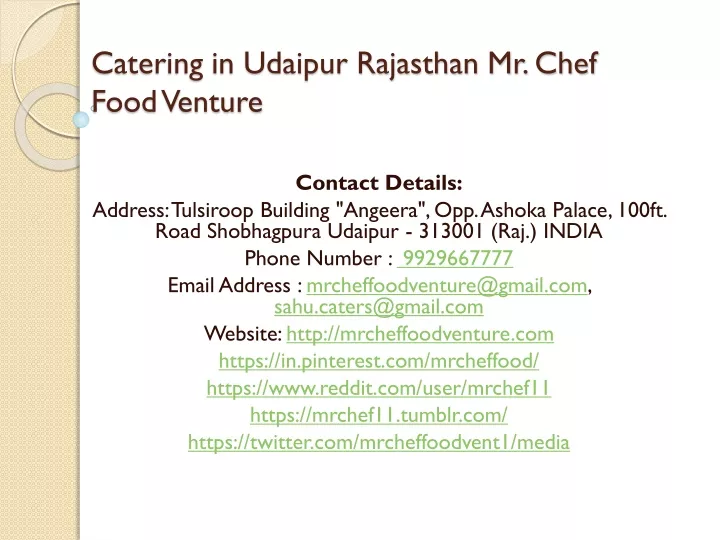 catering in udaipur rajasthan mr chef food venture