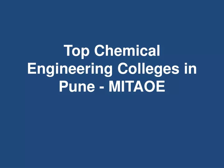 top chemical engineering colleges in pune mitaoe