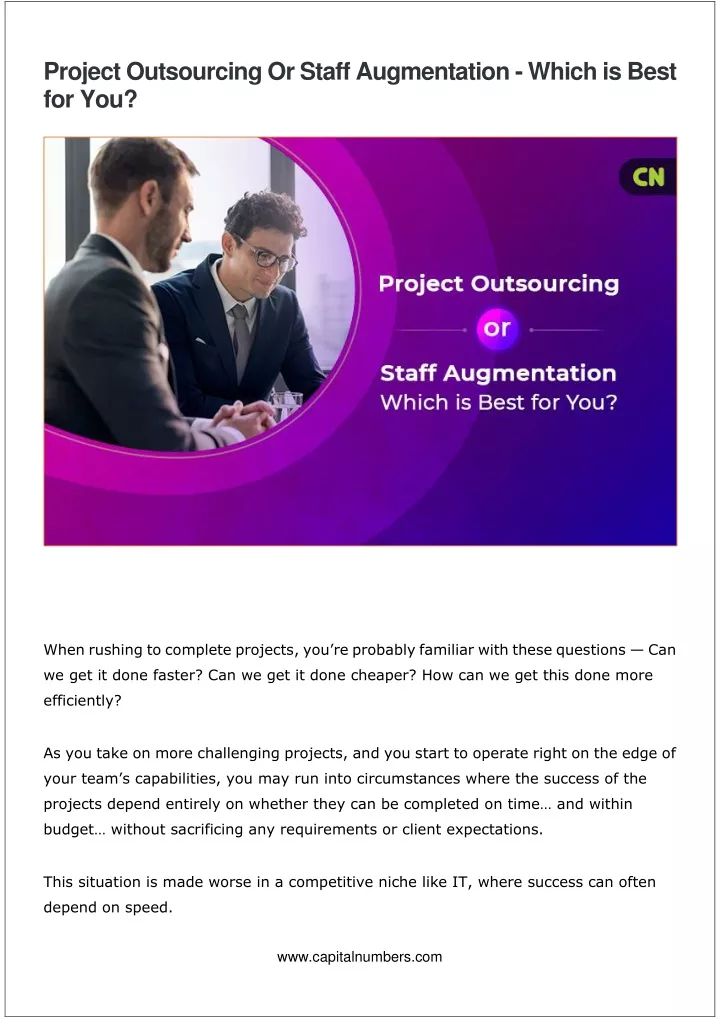project outsourcing or staff augmentation which