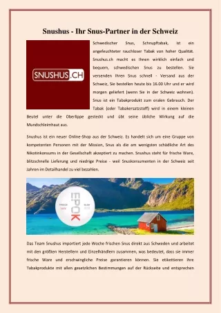 snushus ihr snus partner in der schweiz