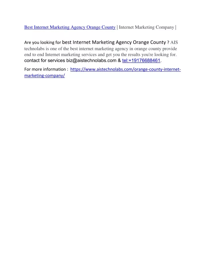 best internet marketing agency orange county