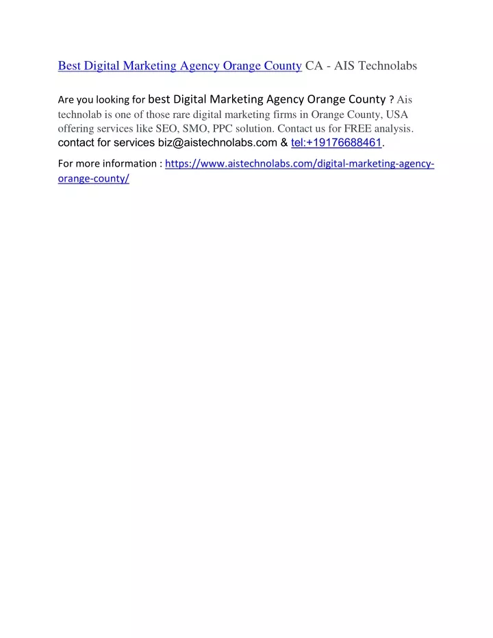 best digital marketing agency orange county