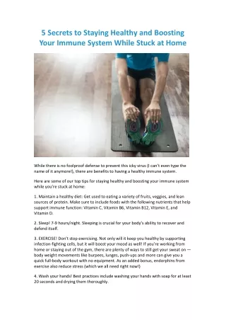 5 secrets to staying healthy and boosting your