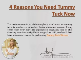 4 Reasons You Need Tummy Tuck Now