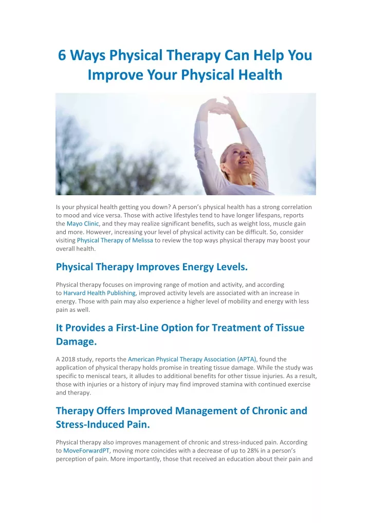 6 ways physical therapy can help you improve your