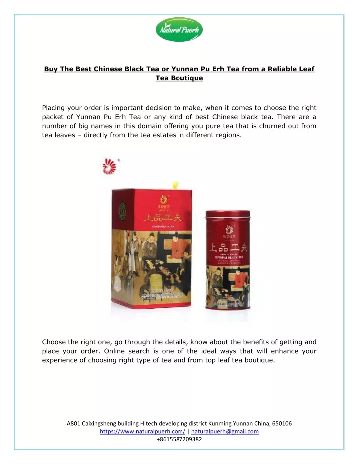 buy the best chinese black tea or yunnan