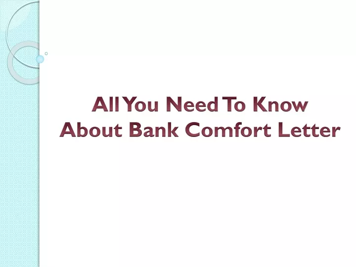 all you need to know about bank comfort letter