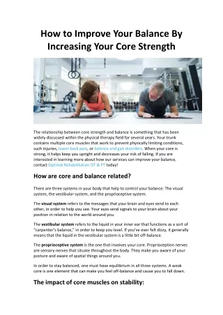 how to improve your balance by increasing your