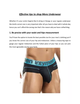 Effective tips to shop Mens Underwear