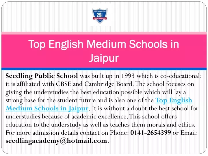 top english medium schools in jaipur