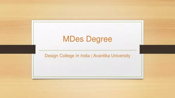 mdes degree