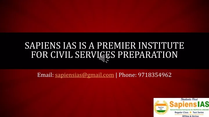 sapiens ias is a premier institute for civil services preparation