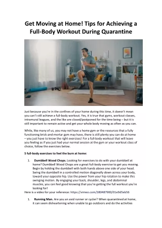 get moving at home tips for achieving a full body
