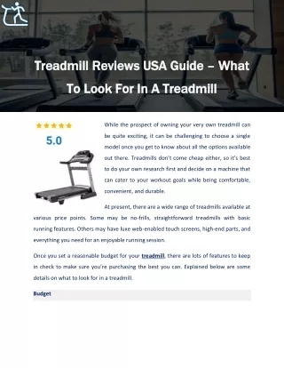 Treadmill Reviews USA Guide – What To Look For In A Treadmill
