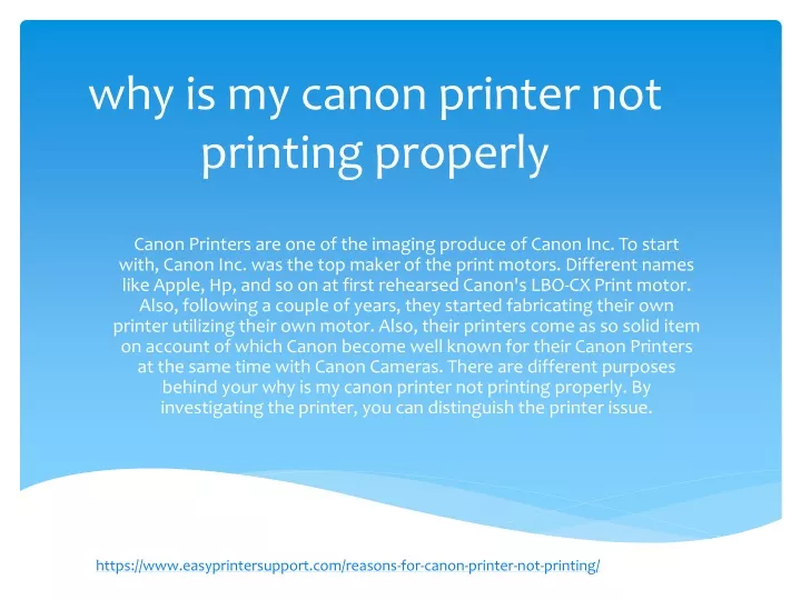 Ppt How To Fix Why Is My Canon Printer Not Printing Properly Problem Powerpoint Presentation 