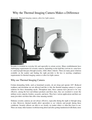 why the thermal imaging camera makes a difference