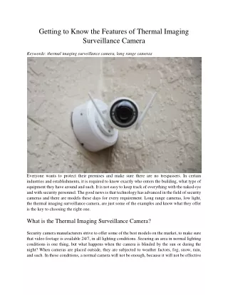 getting to know the features of thermal imaging