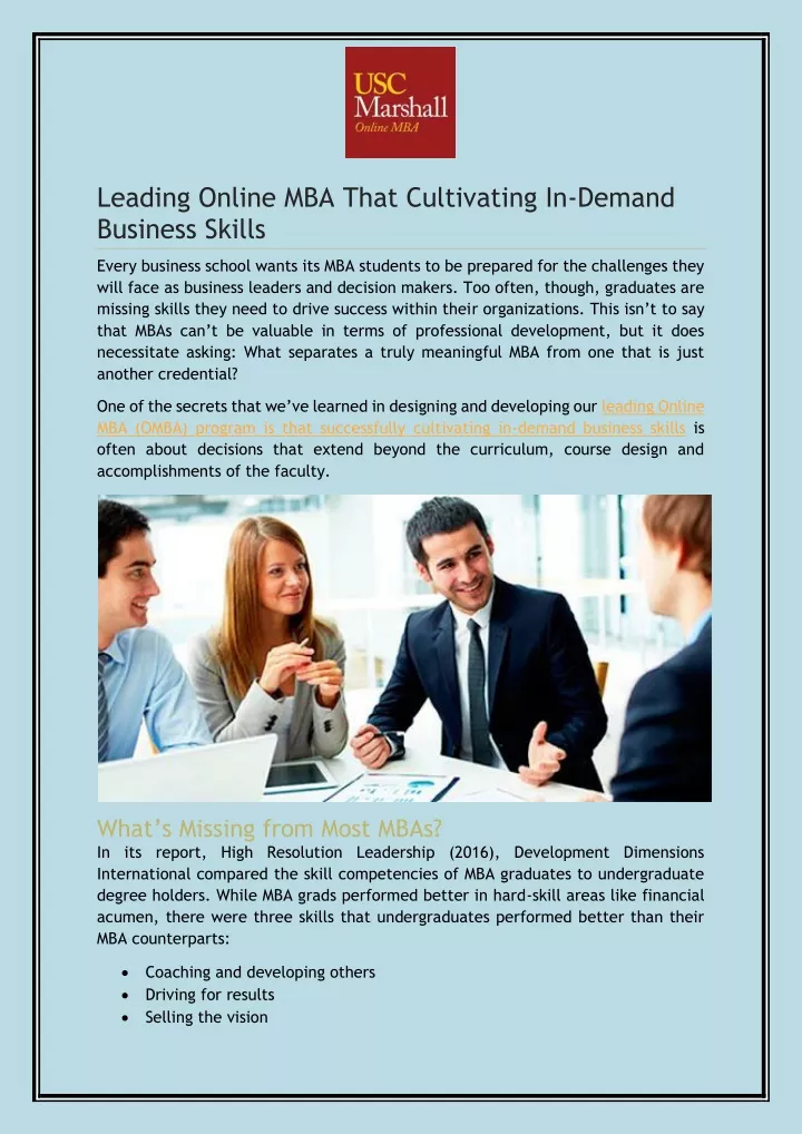 leading online mba that cultivating in demand