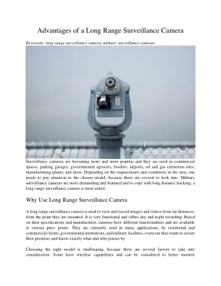 advantages of a long range surveillance camera