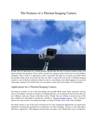 the features of a thermal imaging camera