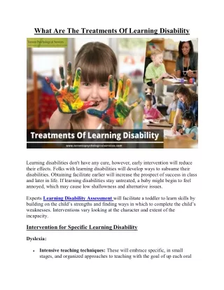 What Are The Most Common Treatments Of Learning Disability