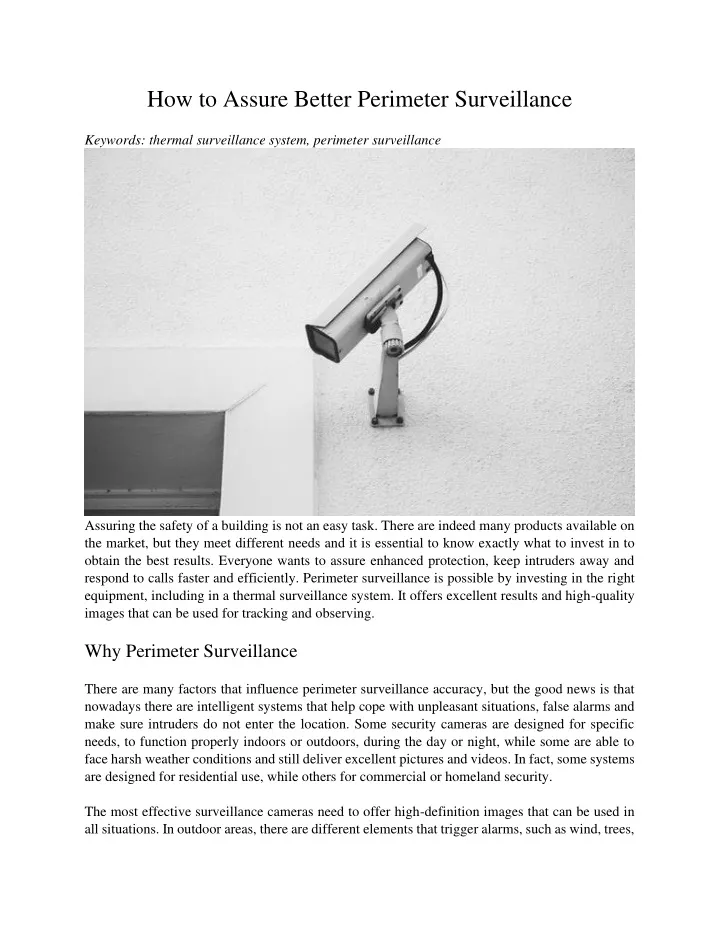 how to assure better perimeter surveillance
