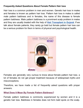 Frequently Asked Questions About Female Pattern Hair loss