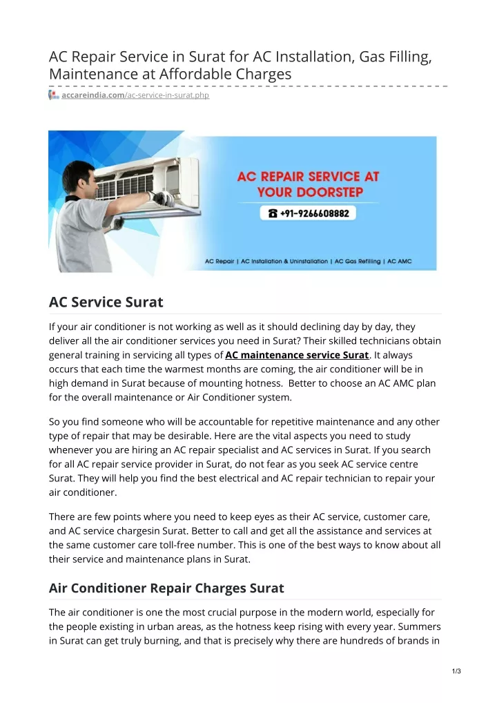 ac repair service in surat for ac installation