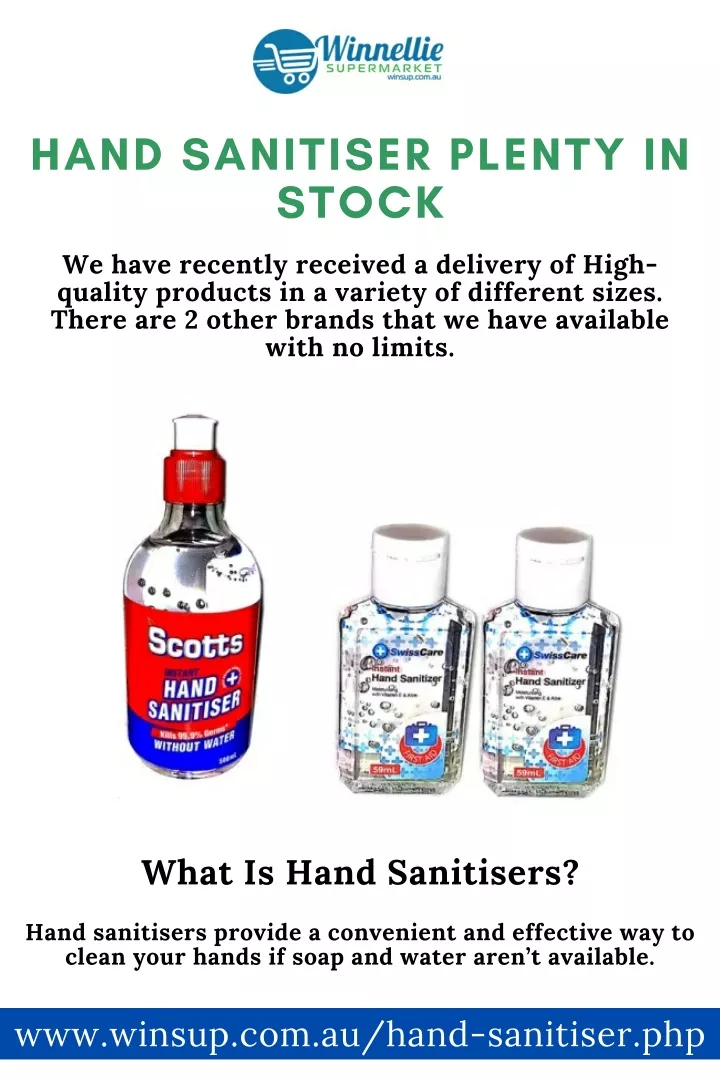 hand sanitiser plenty in stock