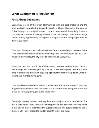 what guangzhou is popular for