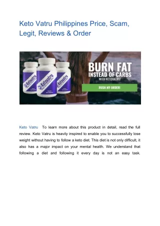 Keto Vatru Philippines Price, Scam, Legit, Reviews & Order