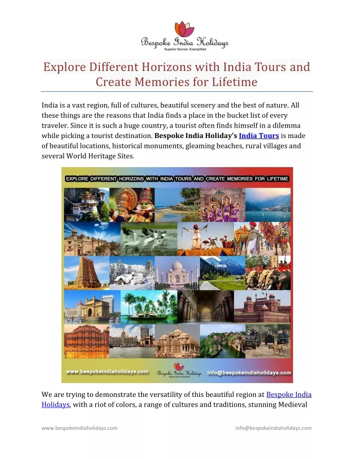 explore different horizons with india tours