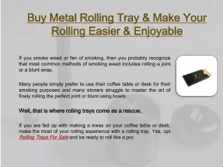 Buy Metal Rolling Tray & Make Your Rolling Easier & Enjoyable