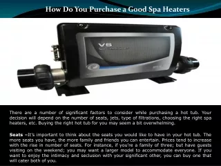 how do you purchase a good spa heaters