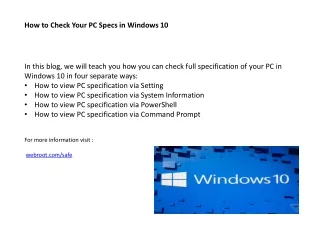 how to check your pc specs in windows 10