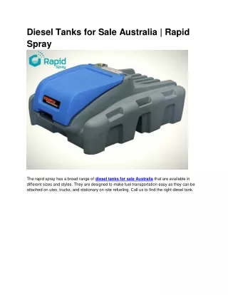 Diesel Tanks for Sale Australia | Rapid Spray