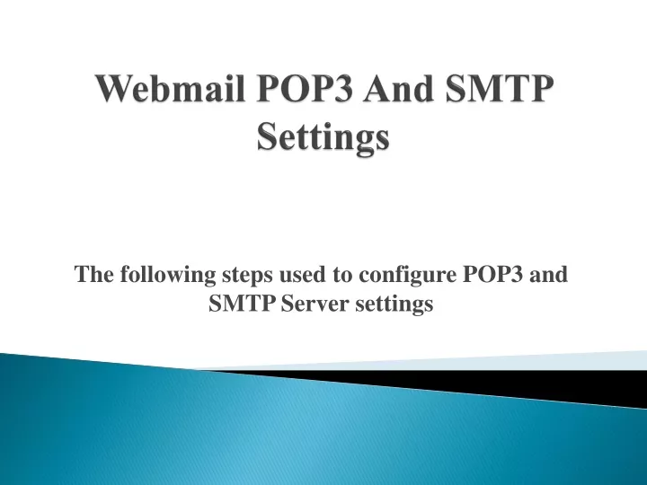 webmail pop3 and smtp settings