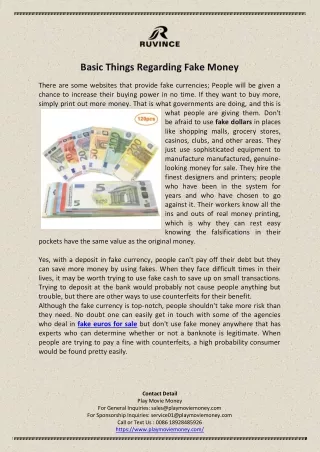 Basic Things Regarding Fake Money