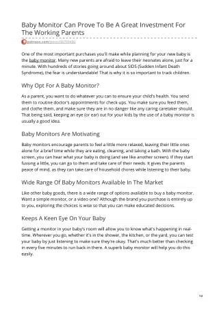 baby monitor can prove to be a great investment