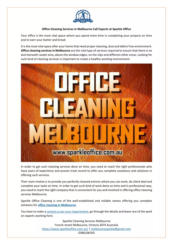 office cleaning services in melbourne call