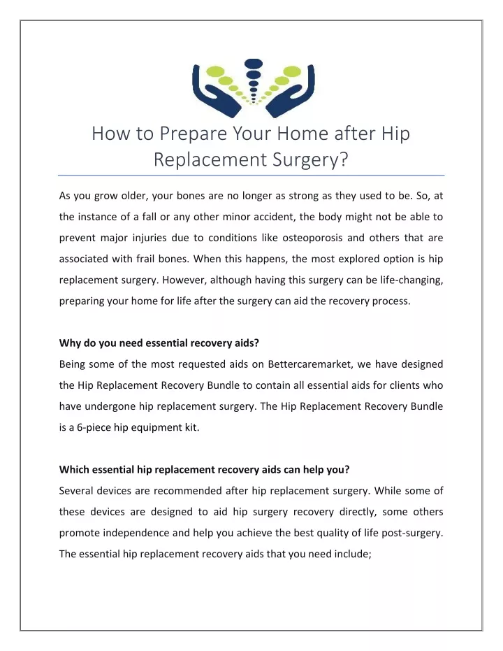 how to prepare your home after hip replacement