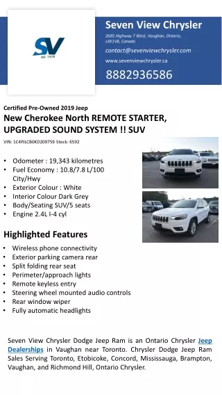 Certified Pre-Owned 2019 Jeep New Cherokee North