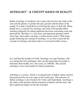 astrology a concept based on reality