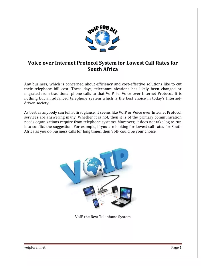 voice over internet protocol system for lowest