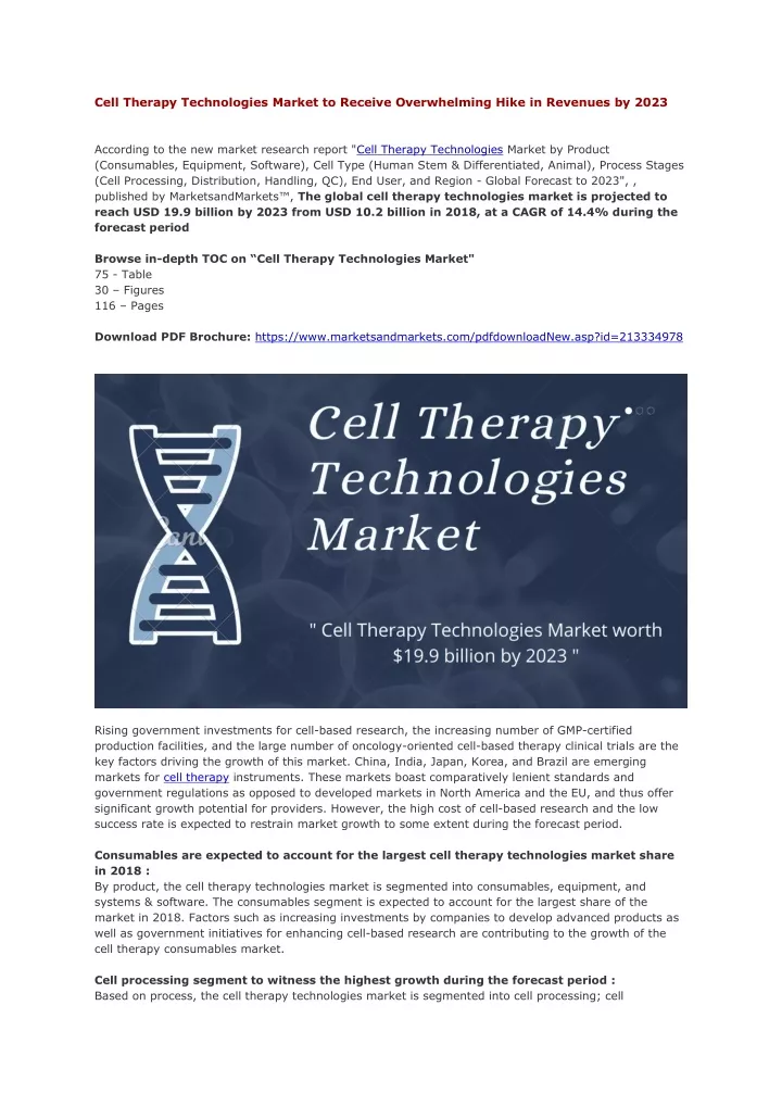 cell therapy technologies market to receive