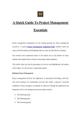 a quick guide to project management