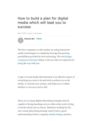 How to build a plan for digital media which will lead you to success