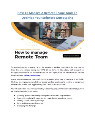 How To Manage A Remote Team: Tools To Optimize Your Software Outsourcing