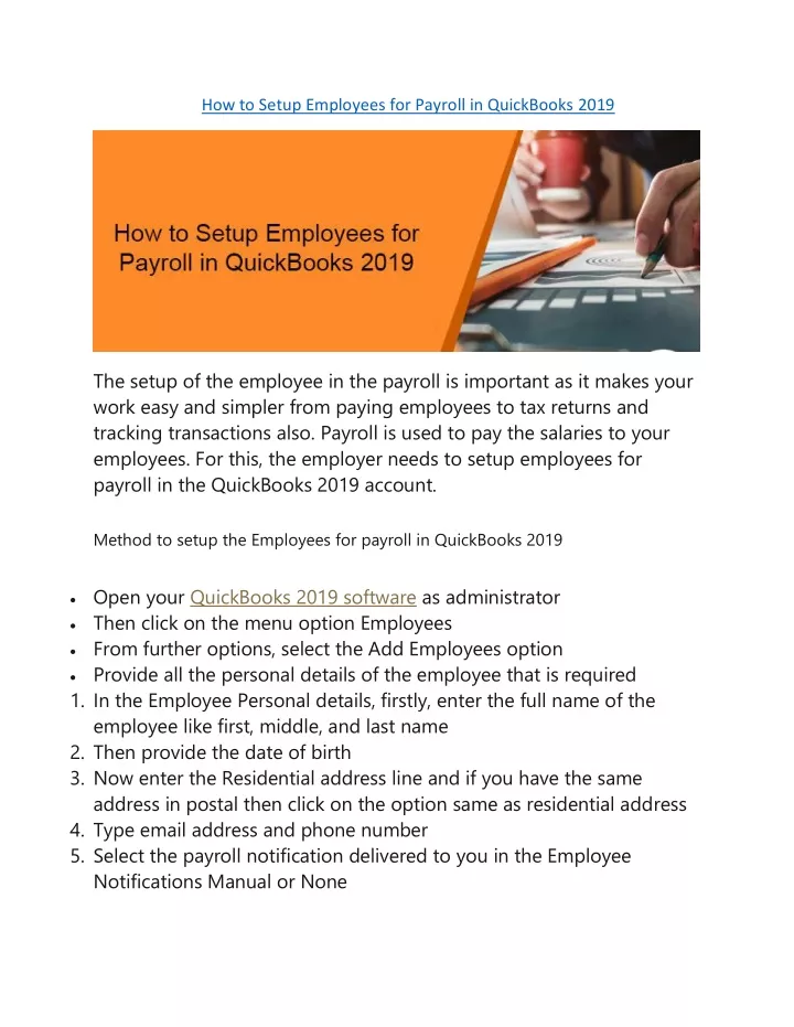 how to setup employees for payroll in quickbooks
