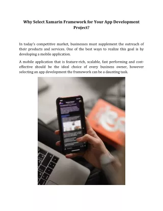 why select xamarin framework for your
